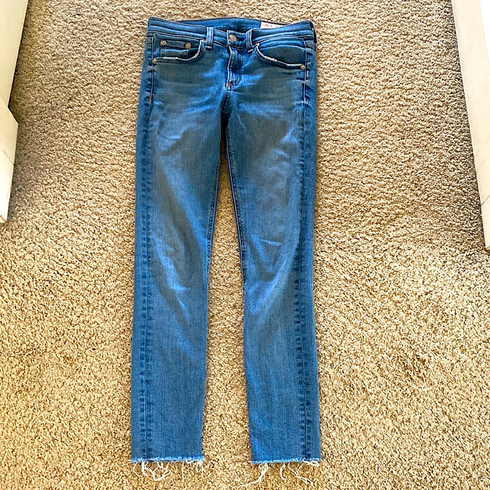 Rag and bone- slim fit, skinny leg, ideal ankle crop with specialty hem